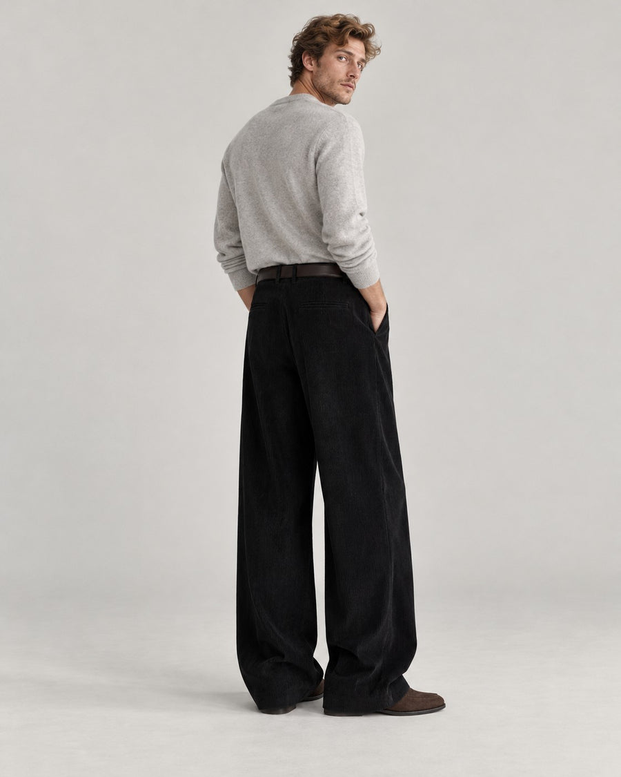 Sableau Corduroy Wide Trousers in Black