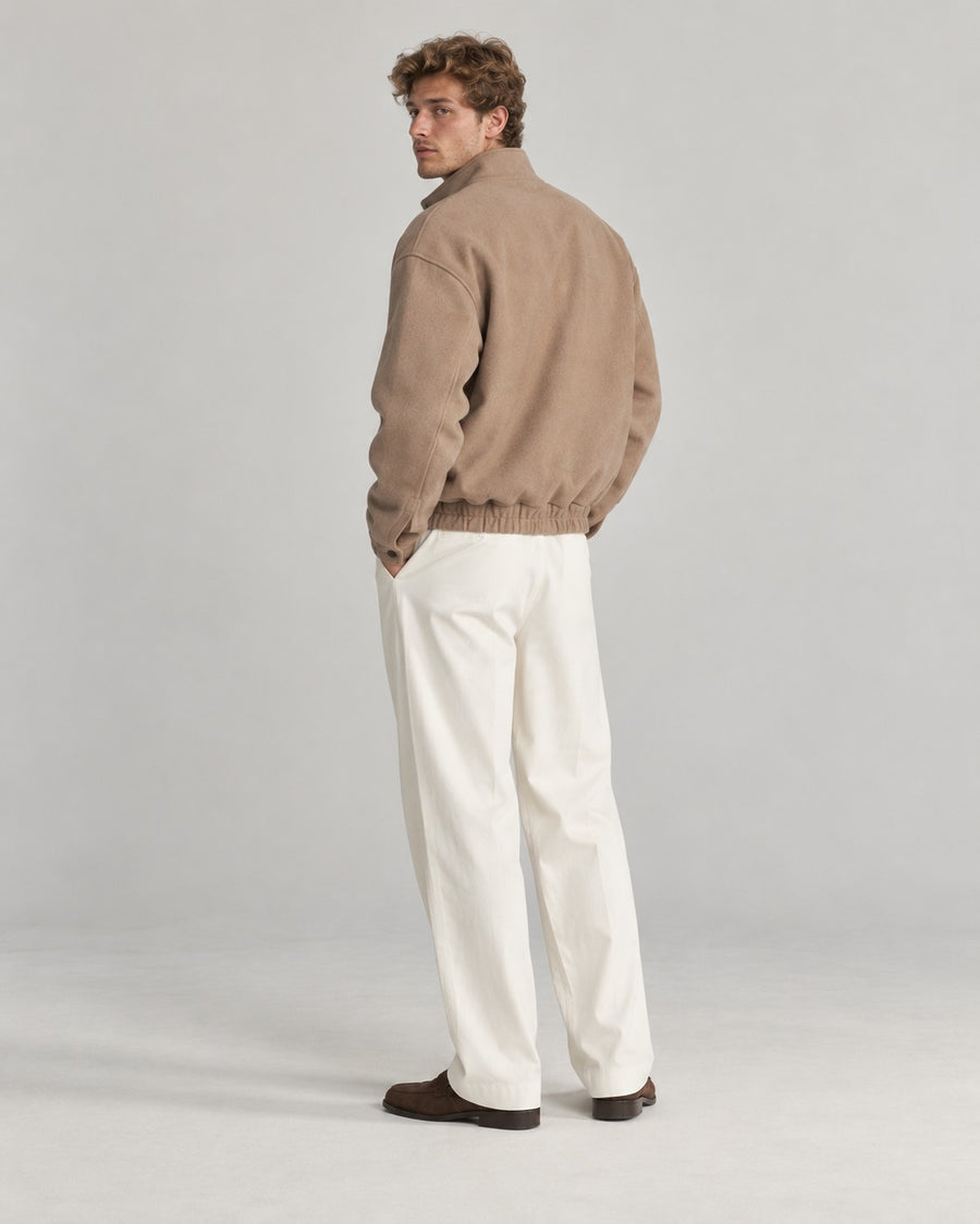 Sableau Wool Stand-Collar Bomber in Camel