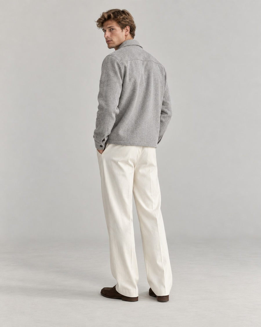 Sableau Brushed Overshirt Jacket in Light Grey