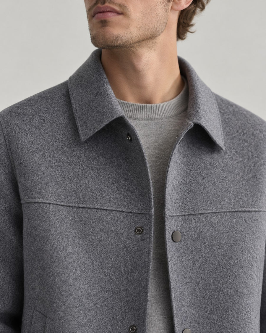 Sableau Double-Faced Wool Jacket in Grey