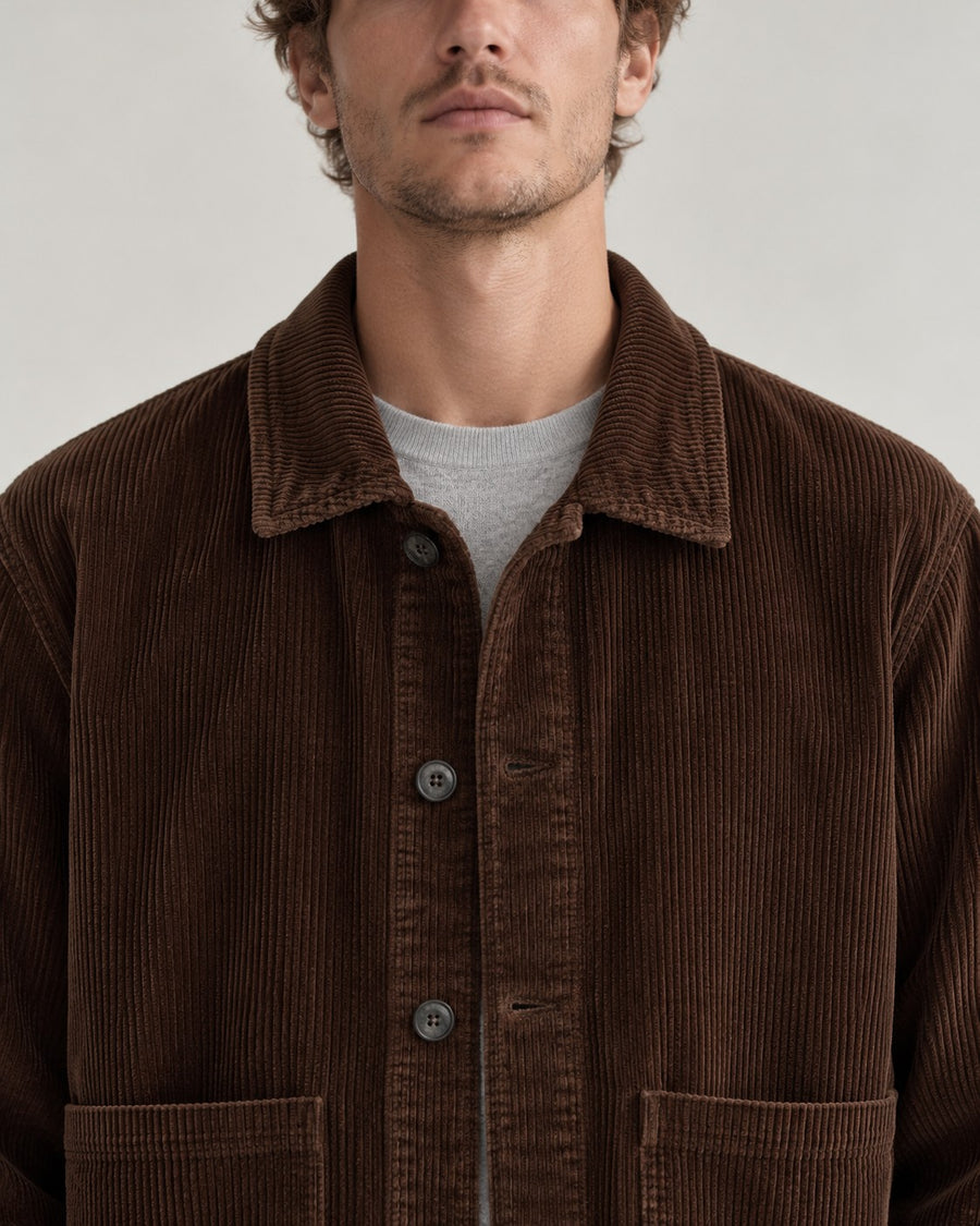 Sableau Corduroy Shirt Jacket in Coffee