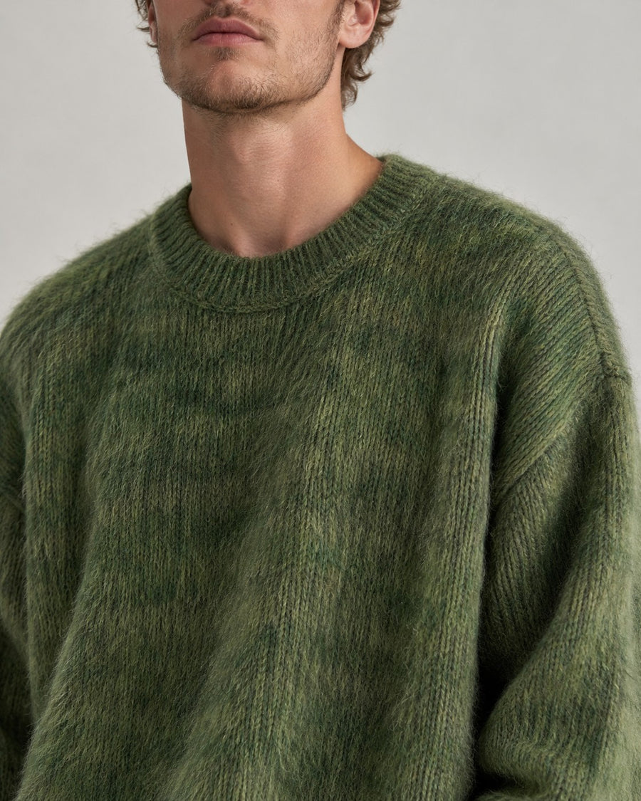 Sableau Mohair-Look Oversized Crew in Green