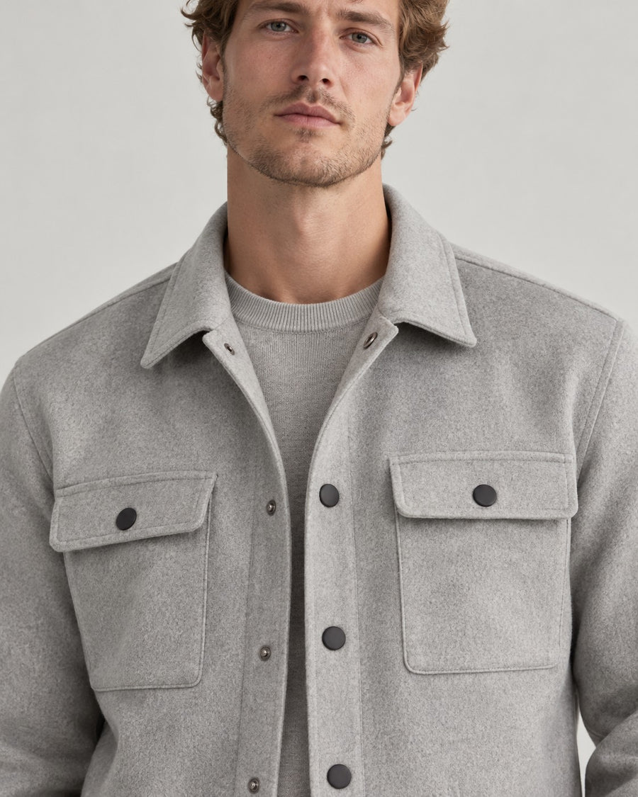 Sableau Brushed Overshirt Jacket in Light Grey