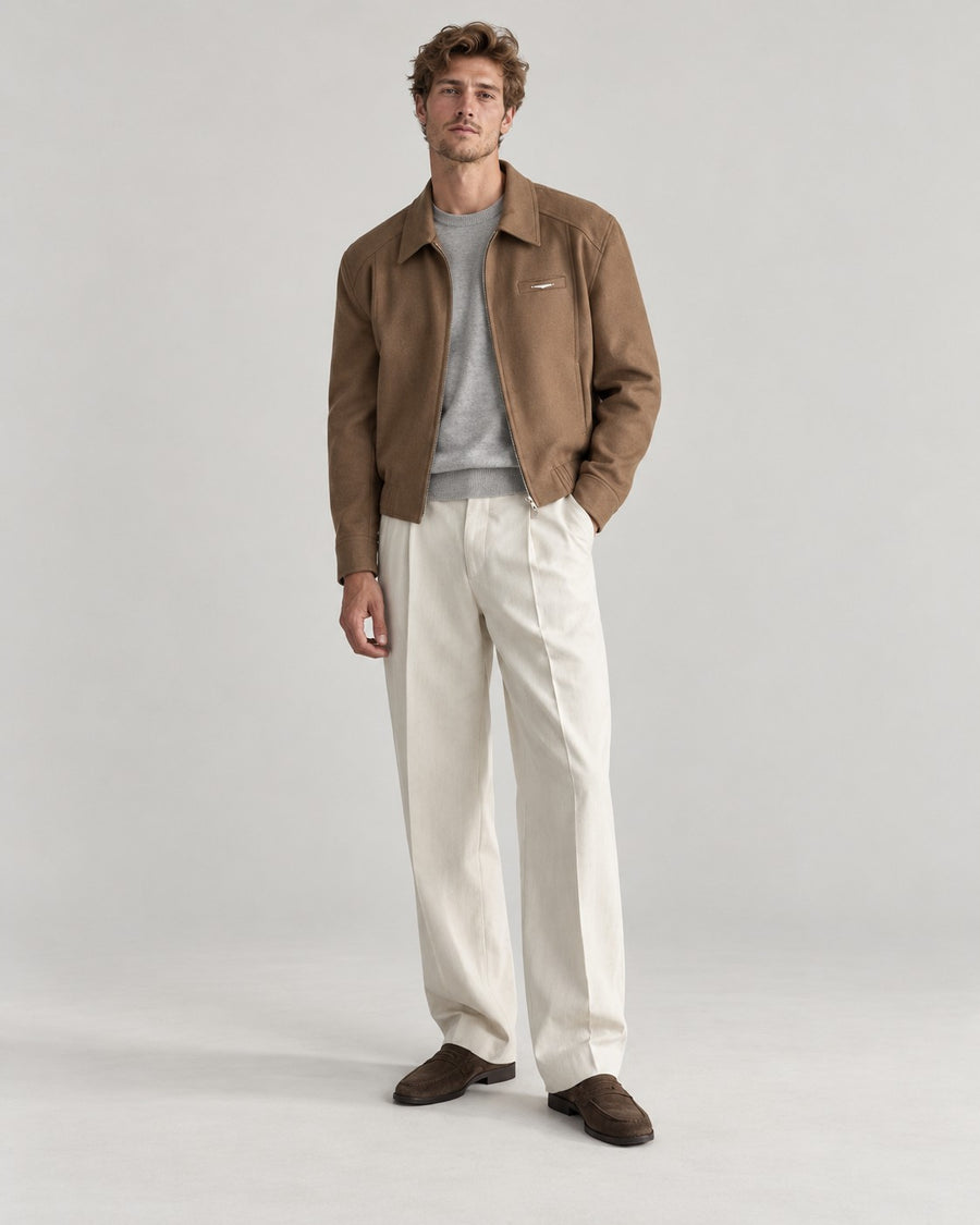 Sableau Wool-Blend Harrington in Brown