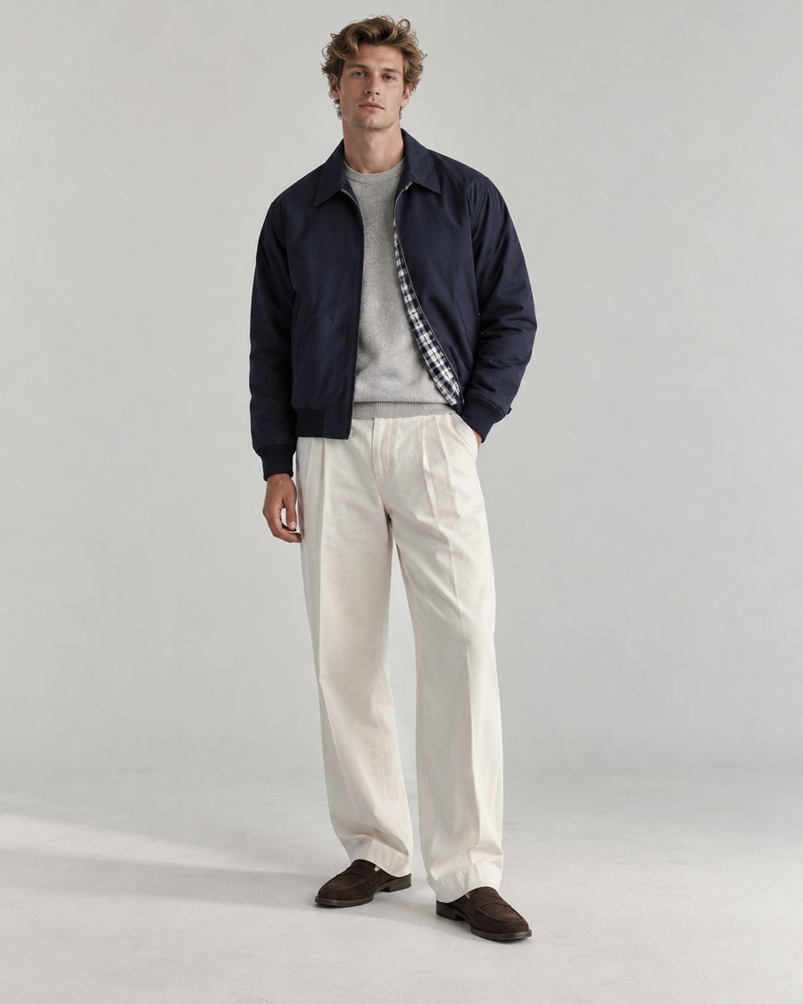 Sableau Check-Lined Harrington in Navy