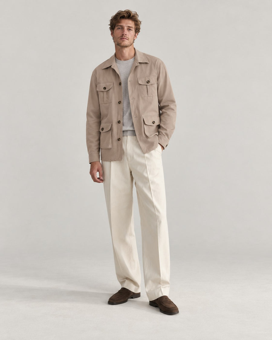 Sableau Four-Pocket Overshirt Jacket in Taupe