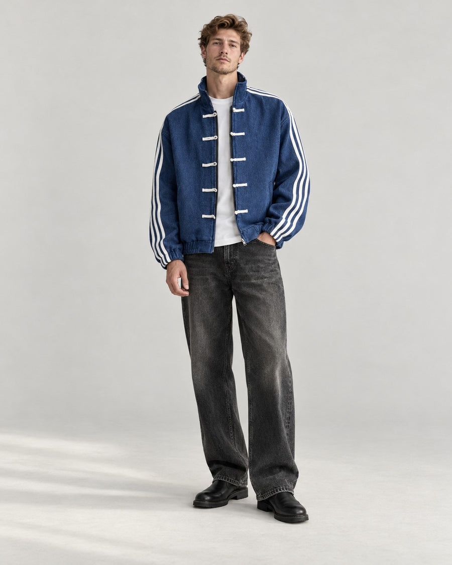 Sableau Frog-Button Track Jacket in Blue