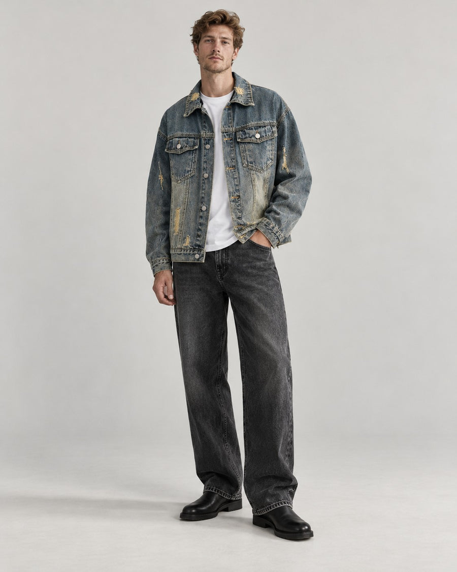 Sableau Washed Denim Trucker in Blue