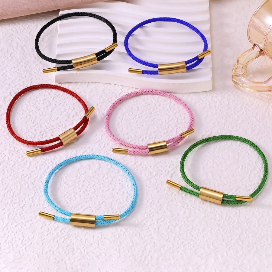 Sableau Woven Steel Bracelet in six colours, braided steel cord with a gold-plated slide clasp