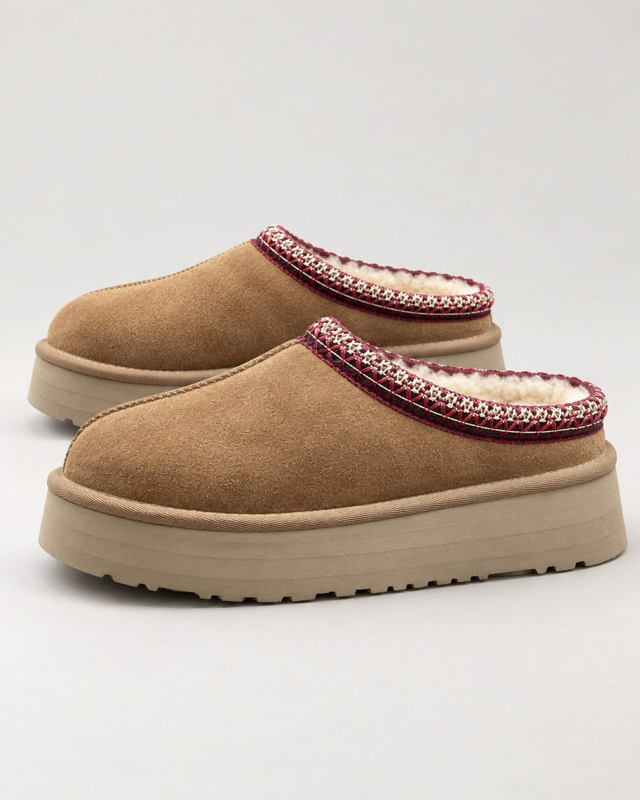 Sableau Platform Suede Slipper - Chestnut