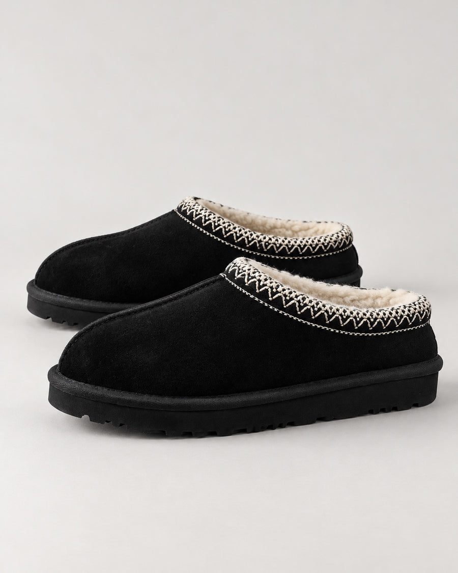Sableau Braided Suede Slipper - Black