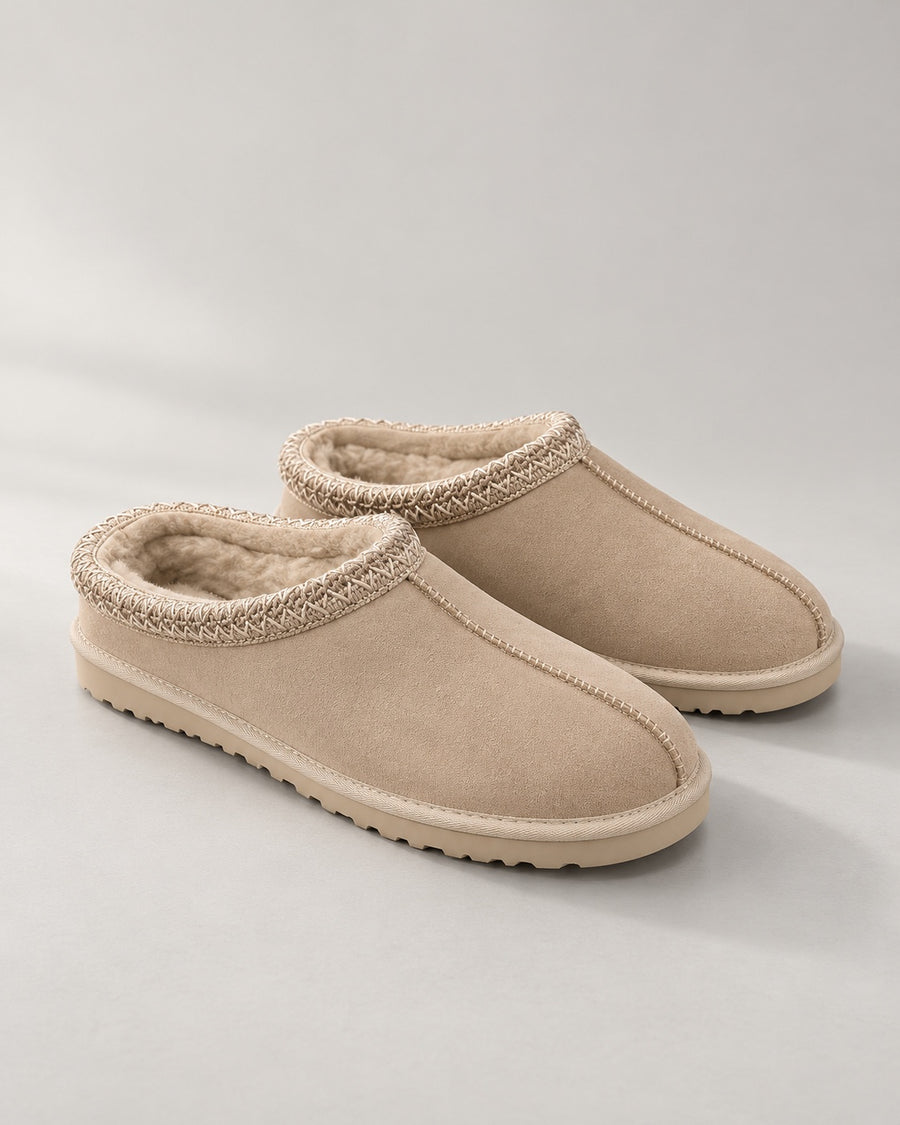 Sableau Braided Suede Slipper - Cream