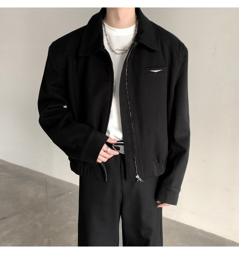 Sableau Wool-Blend Harrington in Black