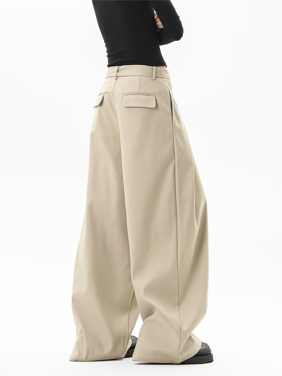 Sableau Wide Pleated Trousers in Khaki