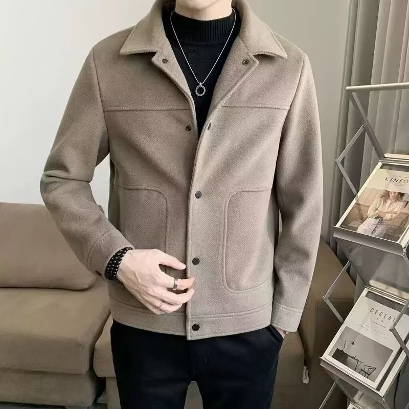 Sableau Wool-Blend Trucker Jacket in Camel