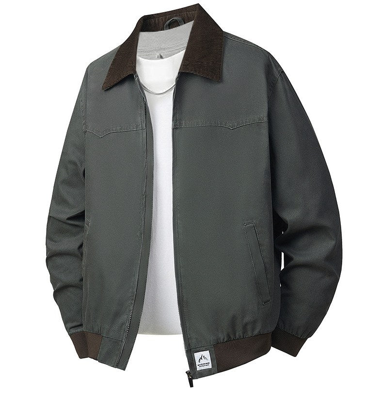 Sableau Corduroy-Collar Work Jacket in Grey