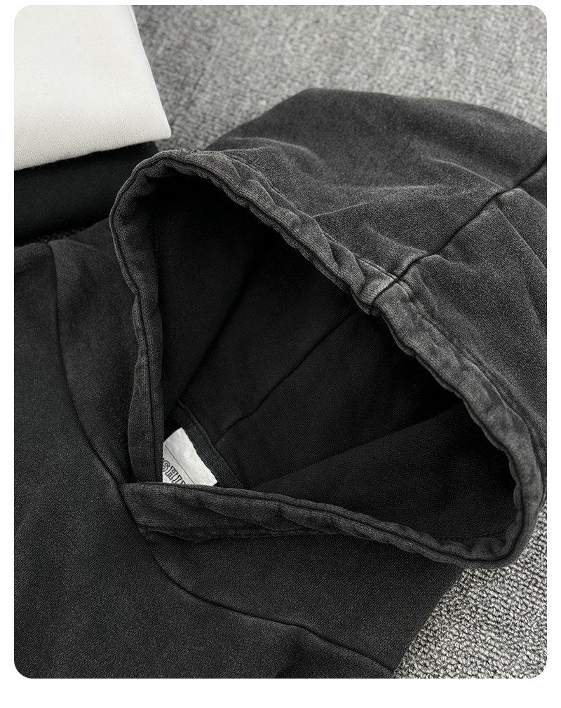 Sableau Washed Heavyweight Hoodie in Washed Black