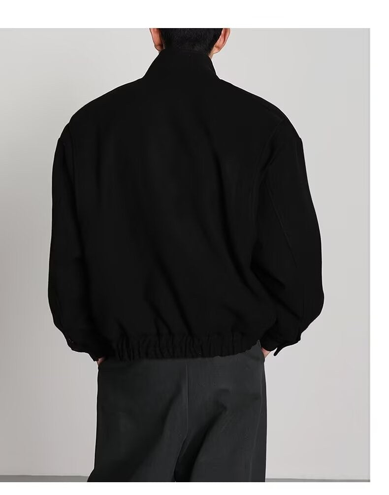 Sableau Wool Stand-Collar Bomber in Black