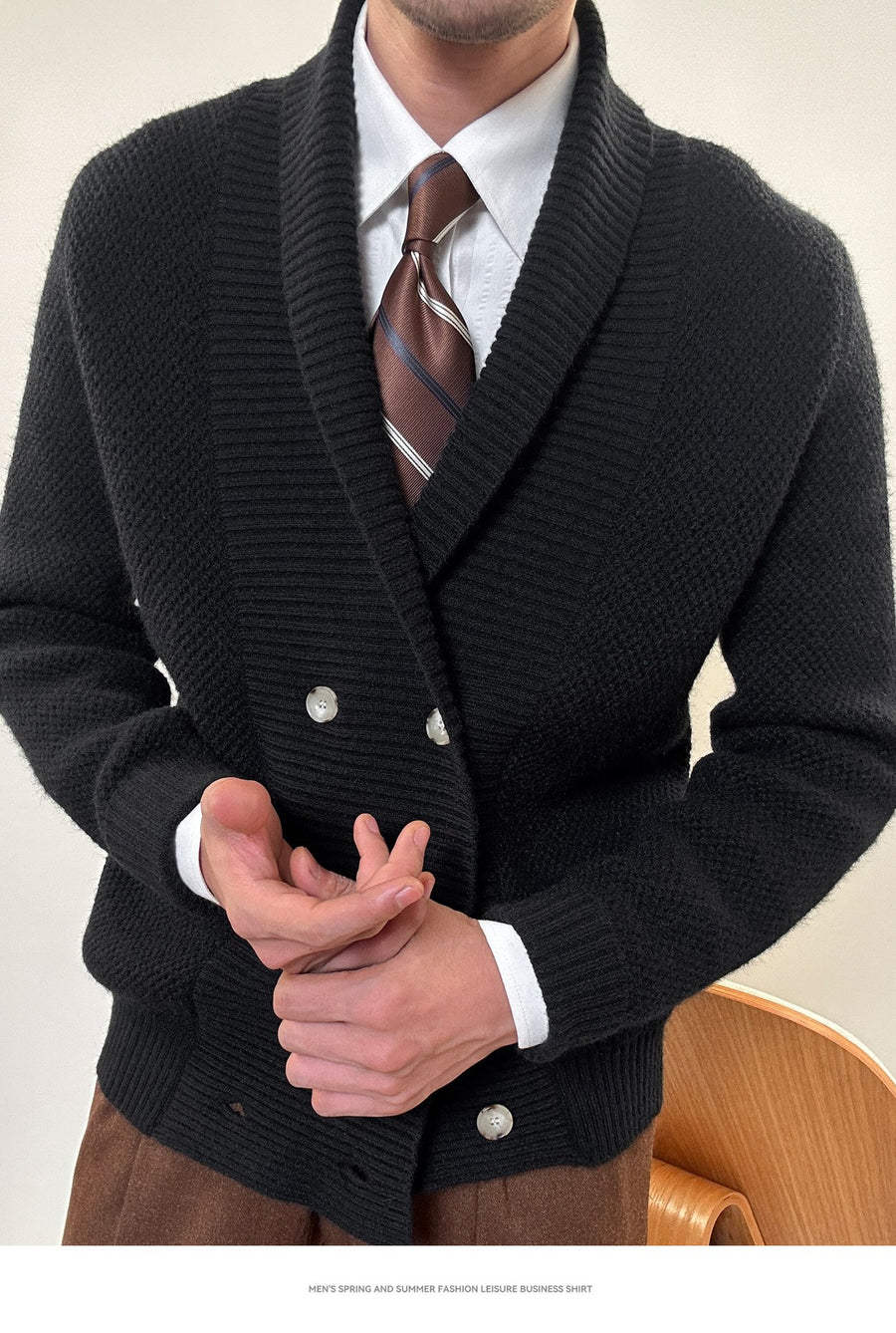 Sableau Shawl-Collar Cardigan in Black