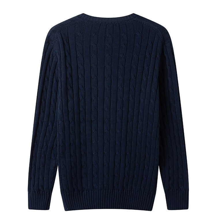 Sableau Cable V-Neck Knit in Navy