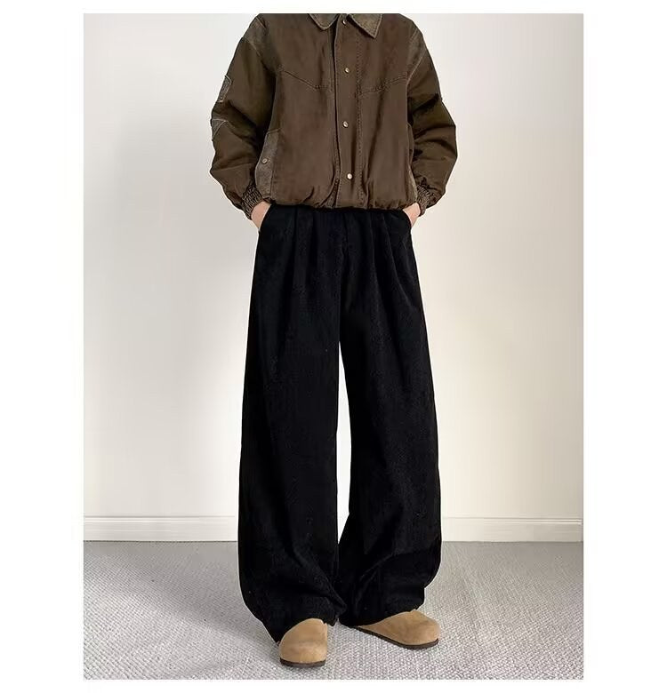 Sableau Corduroy Wide Trousers in Black