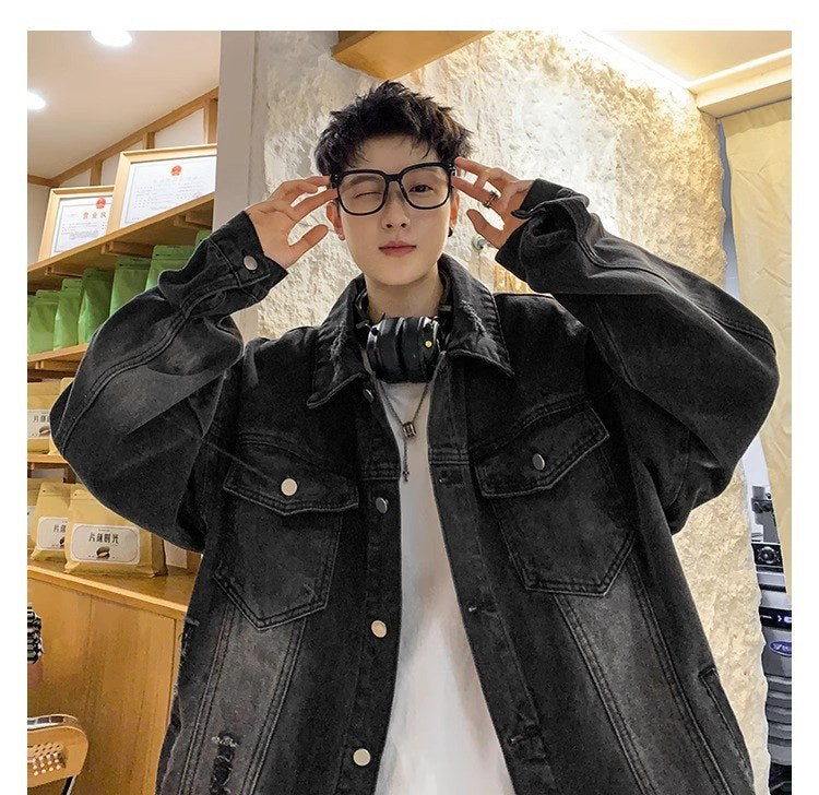 Sableau Washed Denim Trucker in Black