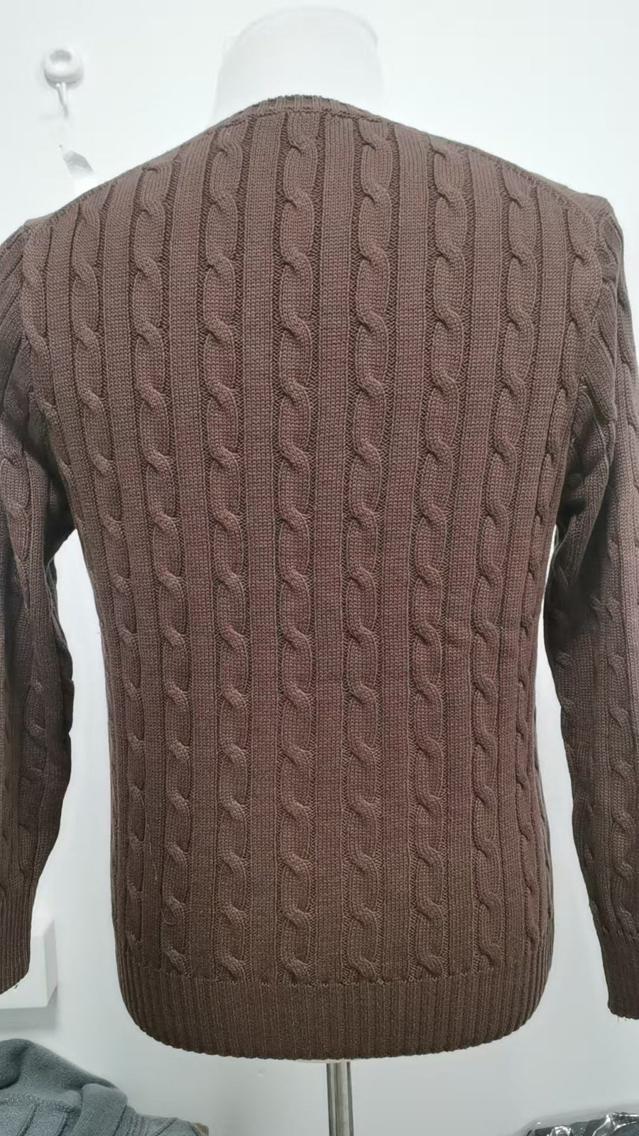 Sableau Cable V-Neck Knit in Coffee