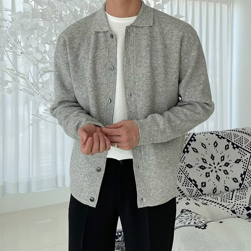 Sableau Ribbed Cardigan Shirt in Grey