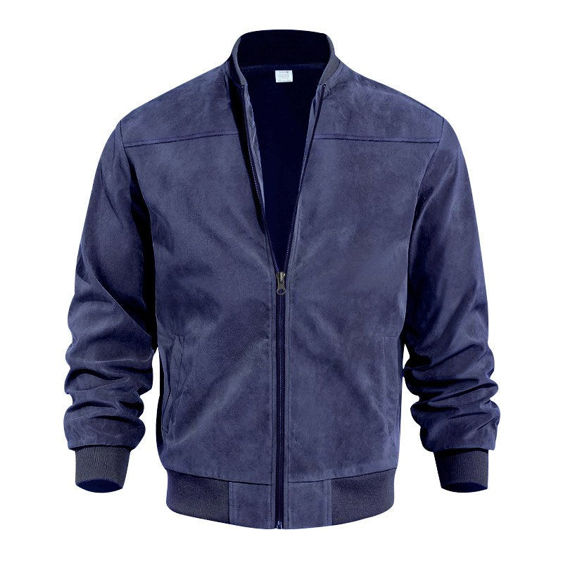 Sableau Suede-Look Zip Shirt Jacket in Navy