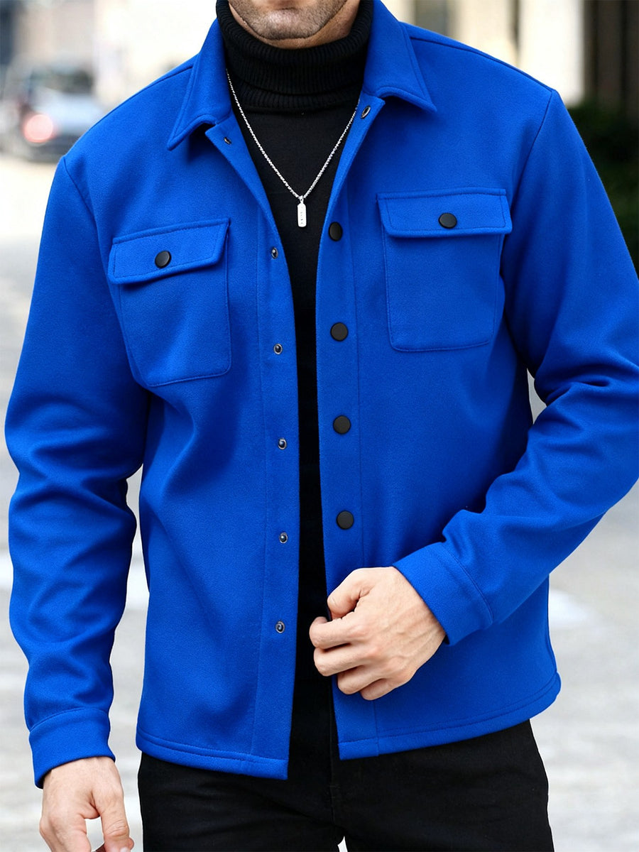 Sableau Brushed Overshirt Jacket in Blue