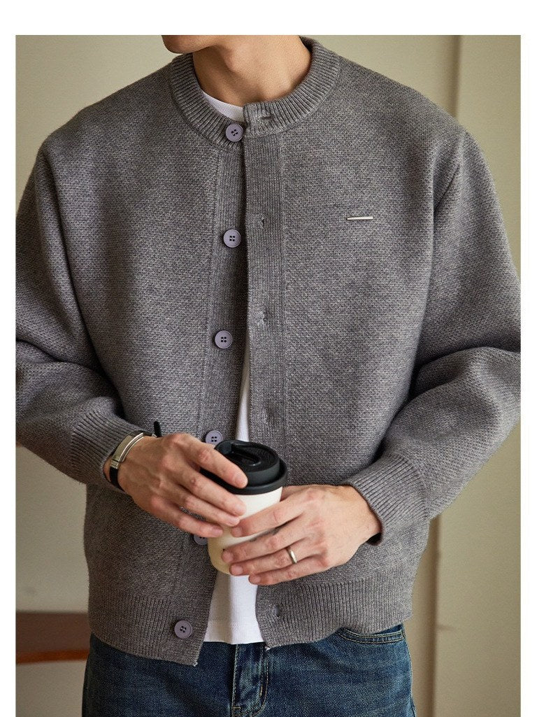 Sableau Collarless Wool-Feel Jacket in Grey