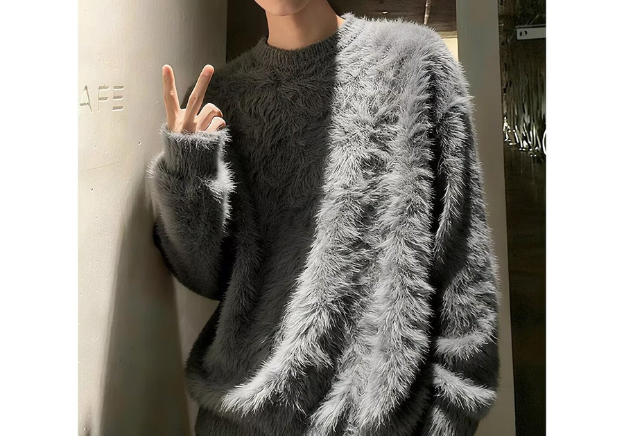 Sableau Fuzzy Crew Knit in Grey