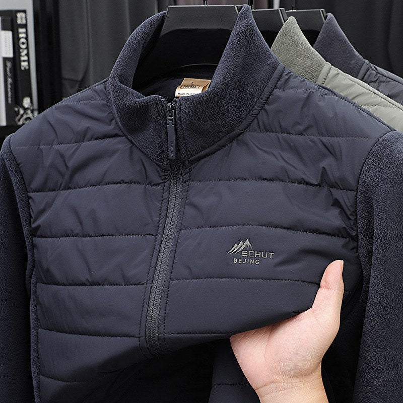 Sableau Knit-Sleeve Quilted Jacket in Navy