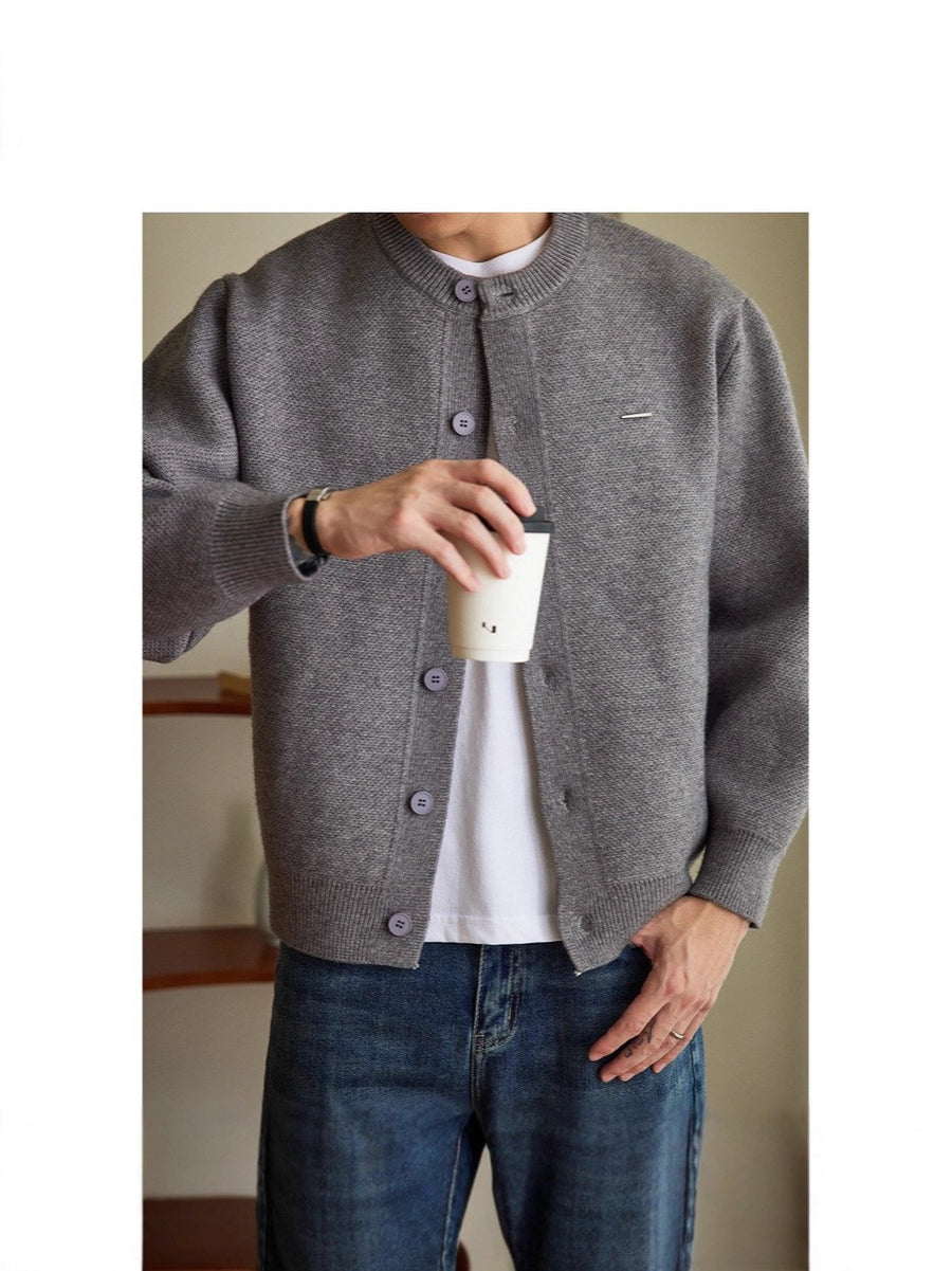 Sableau Collarless Wool-Feel Jacket in Grey