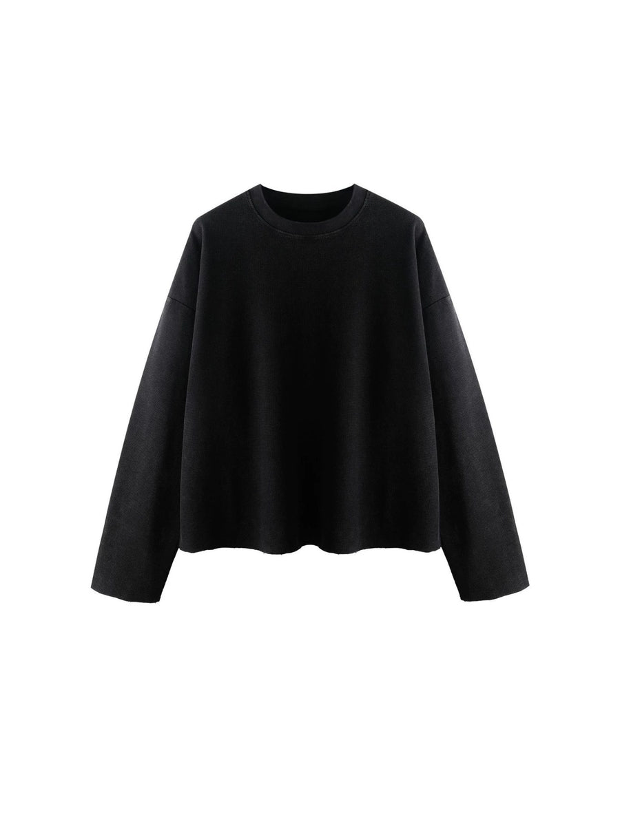 Sableau Washed Waffle Long Sleeve in Black
