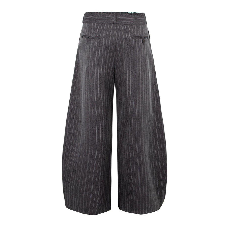 Sableau Pinstripe Barrel Trousers in Grey