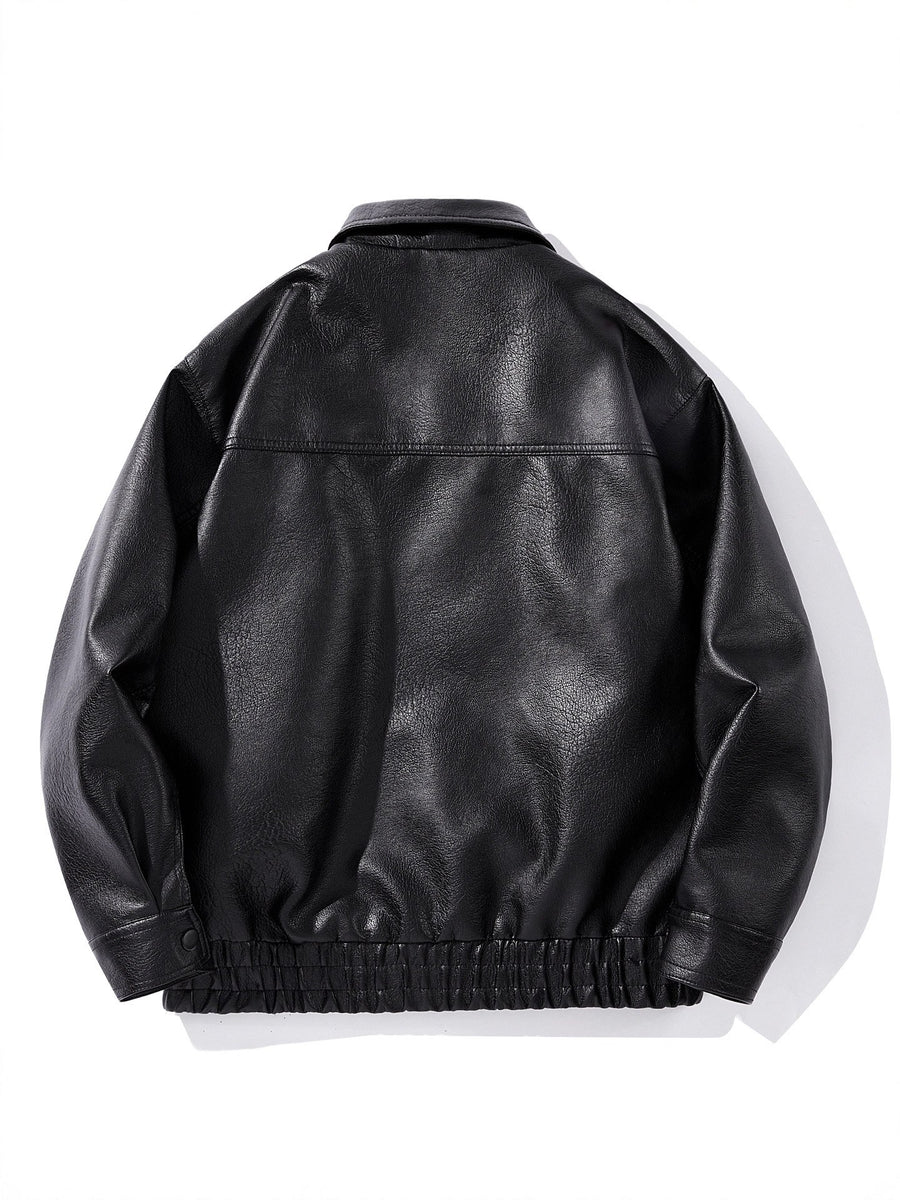 Sableau Oversized Leather-Look Jacket in Black