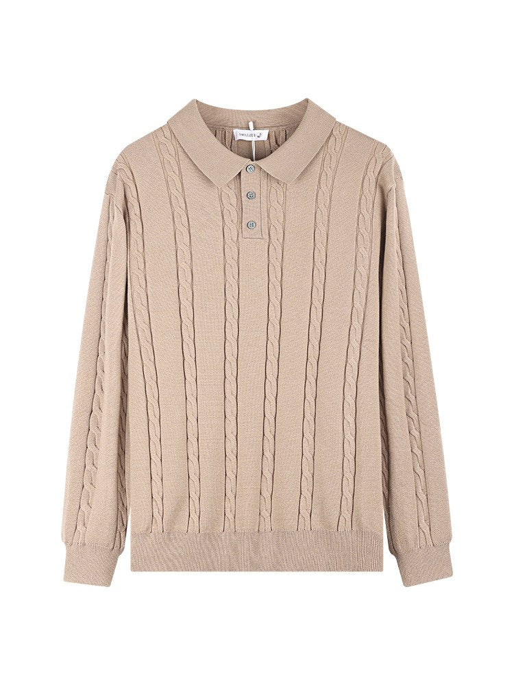 Sableau Cable Polo Sweater in Camel