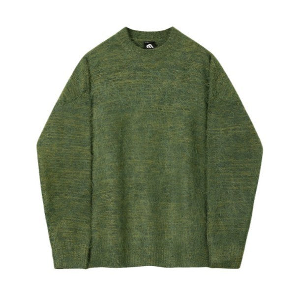 Sableau Mohair-Look Oversized Crew in Green