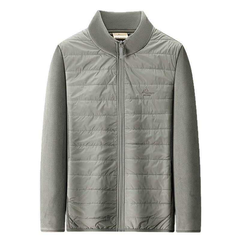 Sableau Knit-Sleeve Quilted Jacket in Green