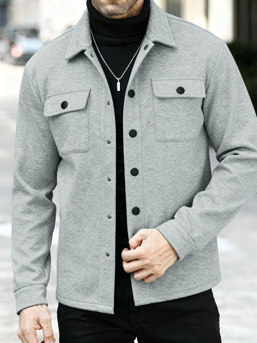 Sableau Brushed Overshirt Jacket in Light Grey