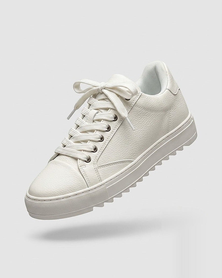 Sableau Minimal Court Sneakers en Blanc — sneakers basses en cuir