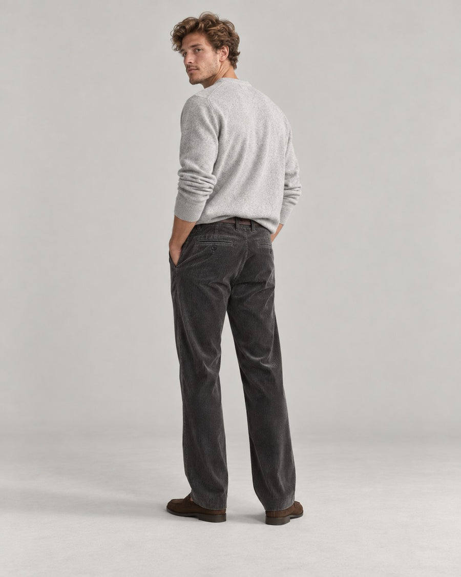 Sableau Corduroy Straight Trousers in Grey