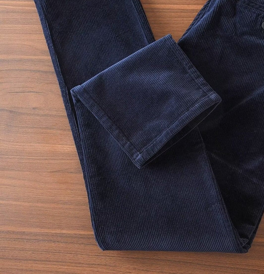 Sableau Corduroy Straight Trousers in Navy