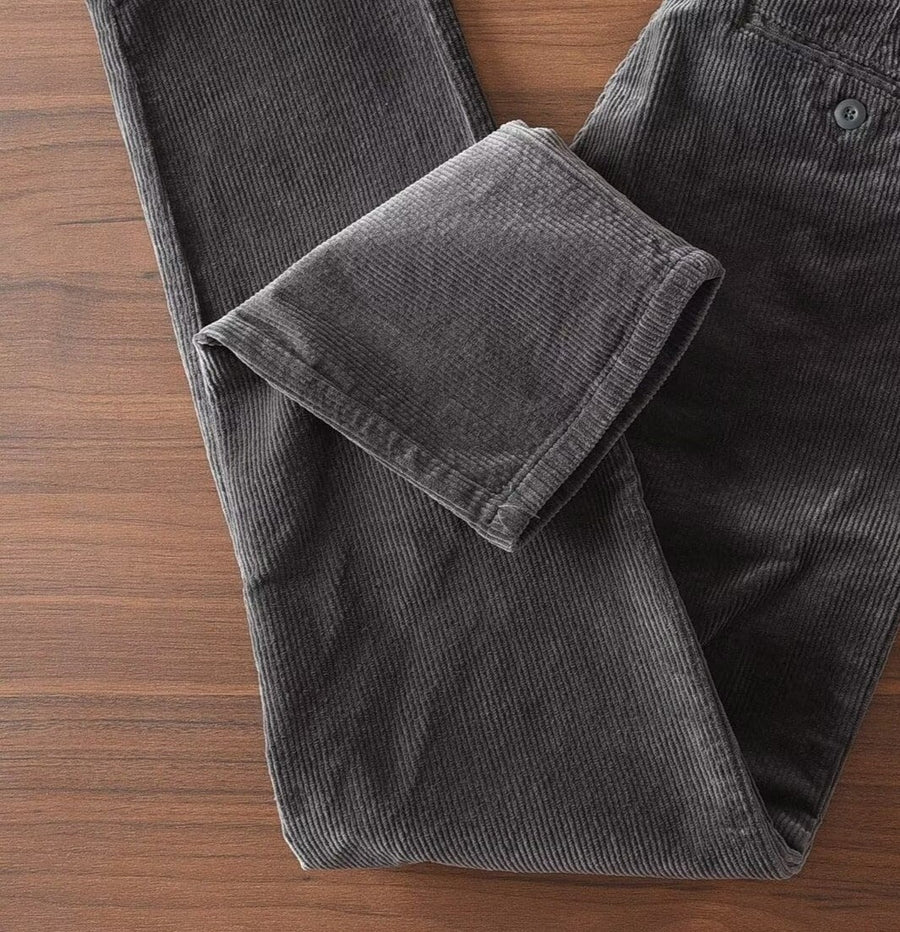 Sableau Corduroy Straight Trousers in Grey