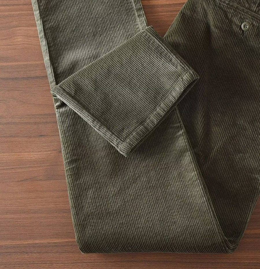 Sableau Corduroy Straight Trousers in Green