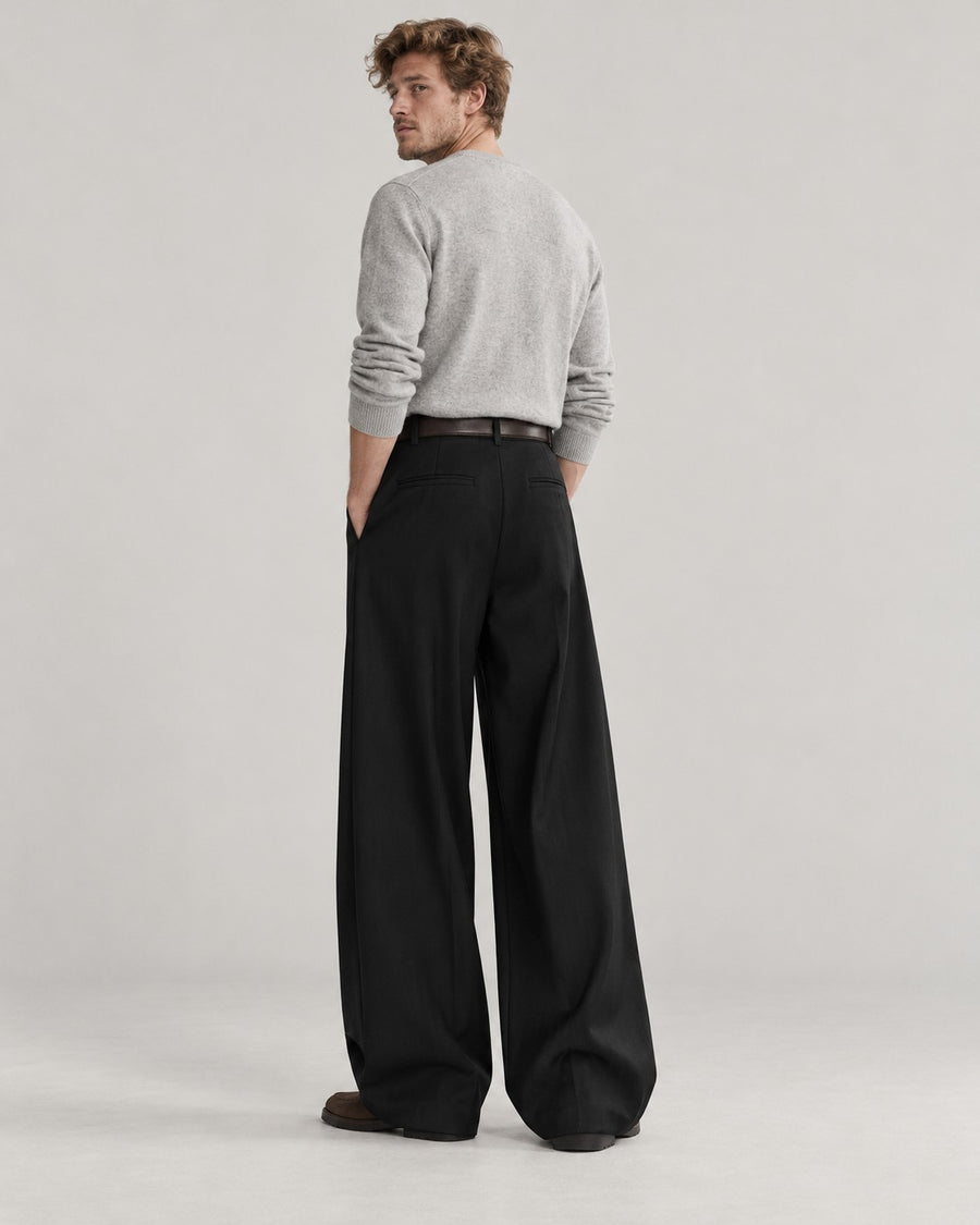 Sableau Wide Pleated Trousers in Black