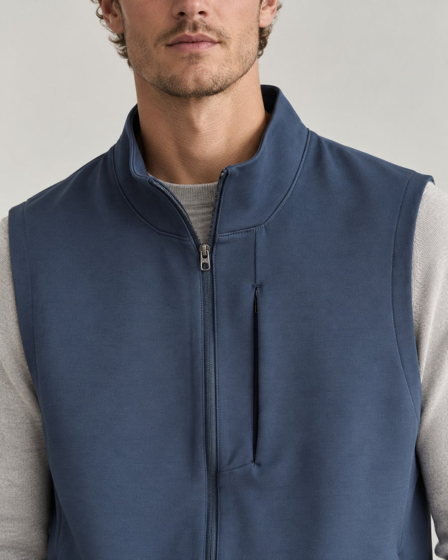 Sableau Stand-Collar Zip Gilet in Blue