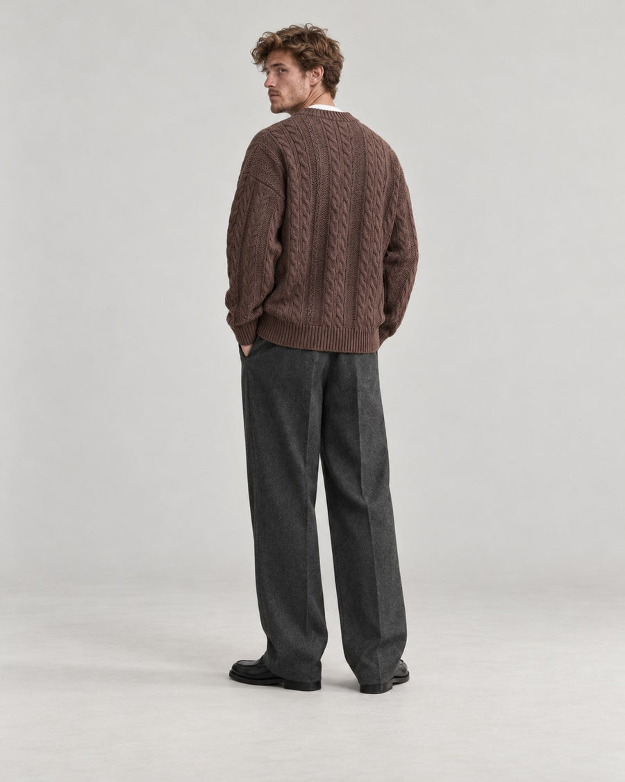 Sableau Cable Crew Knit in Beige