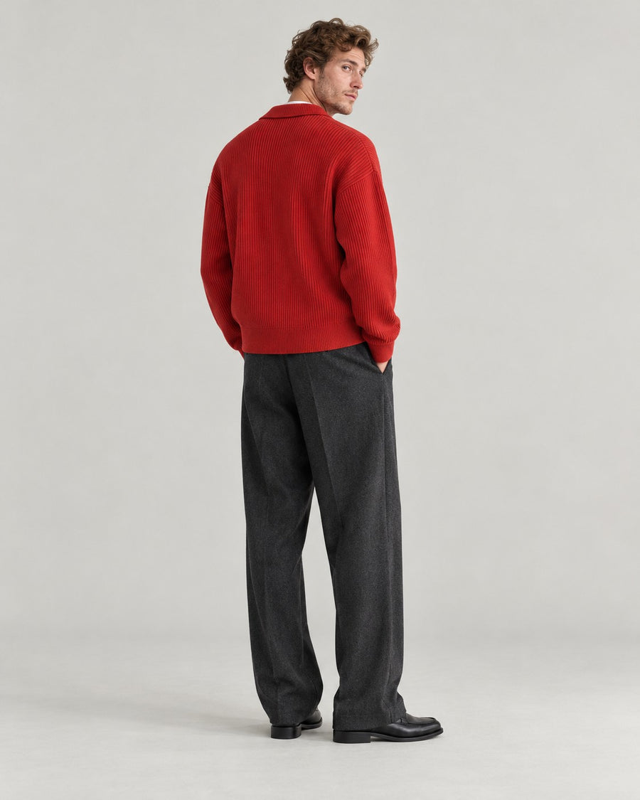 Sableau Ribbed Cardigan Shirt in Red